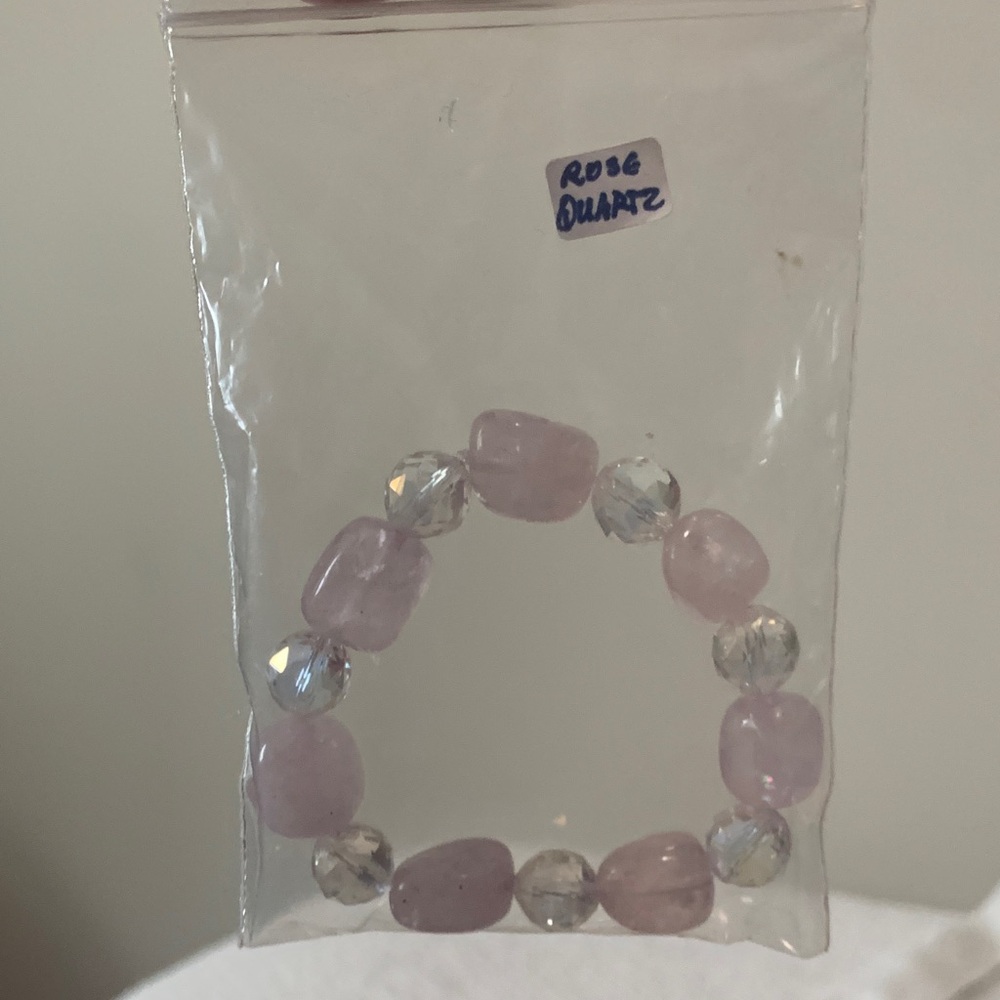 Rose Quartz and Crystal Beaded Bracelet